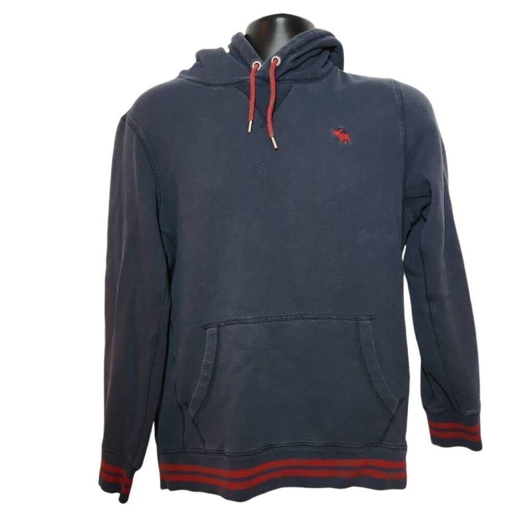 Abercrombie & Fitch Men's Size Small Navy Red Pullover Hoodie